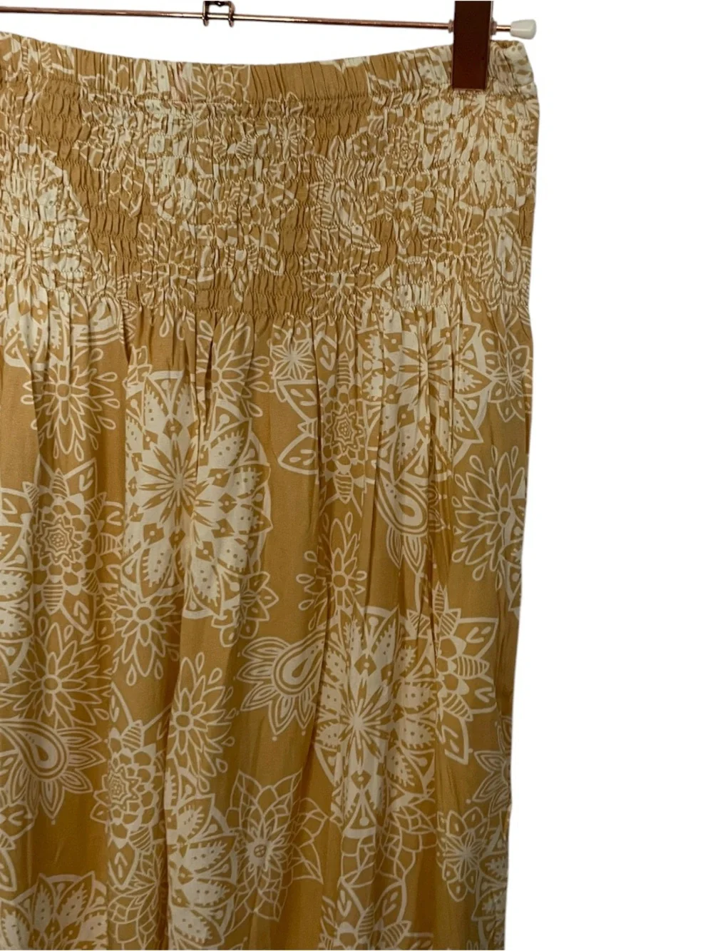 Lotus and Luna Smocked Mustard Floral Print  Pants